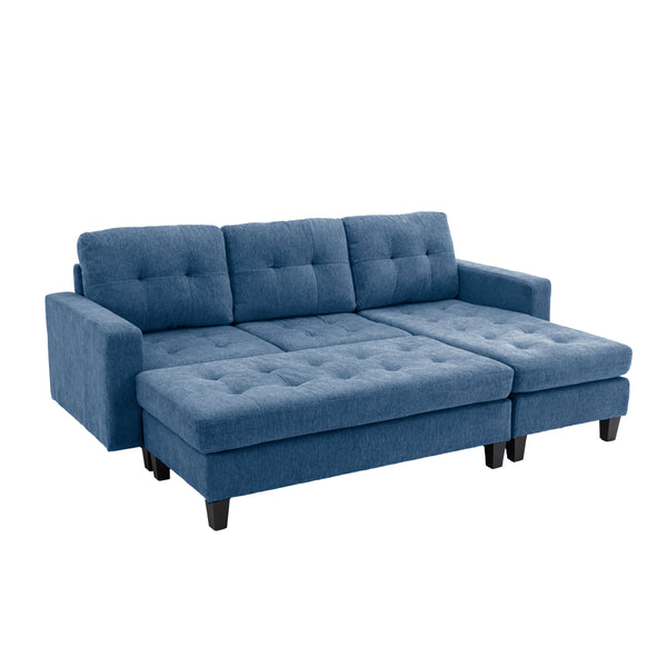 Marina Chenille Small Reversible Sectional Sofa with Ottoman