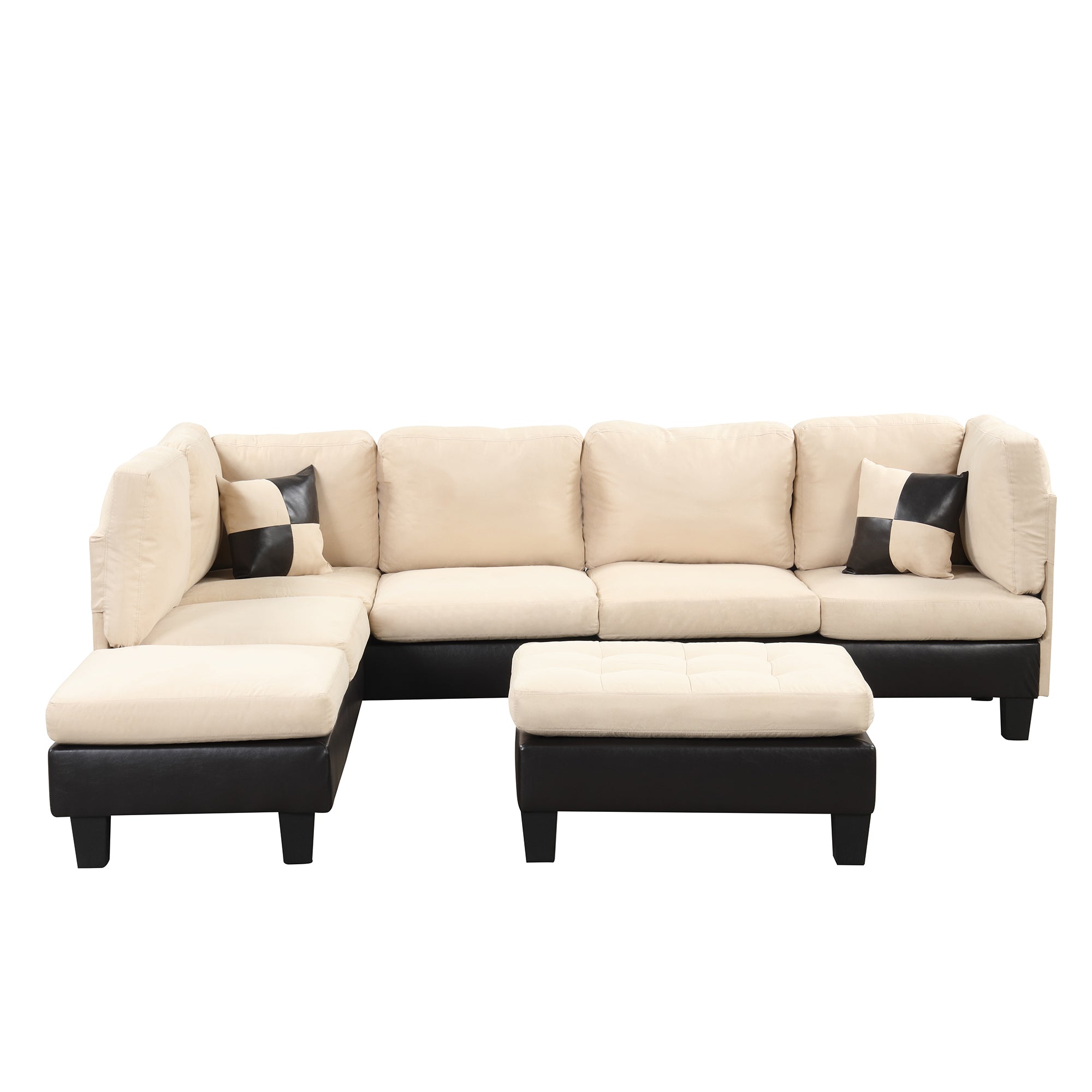 Microfiber And Faux Leather Sectional