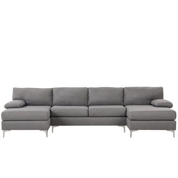 Amanda XL Modern Linen Fabric Oversized Sectional Sofa Sofamania