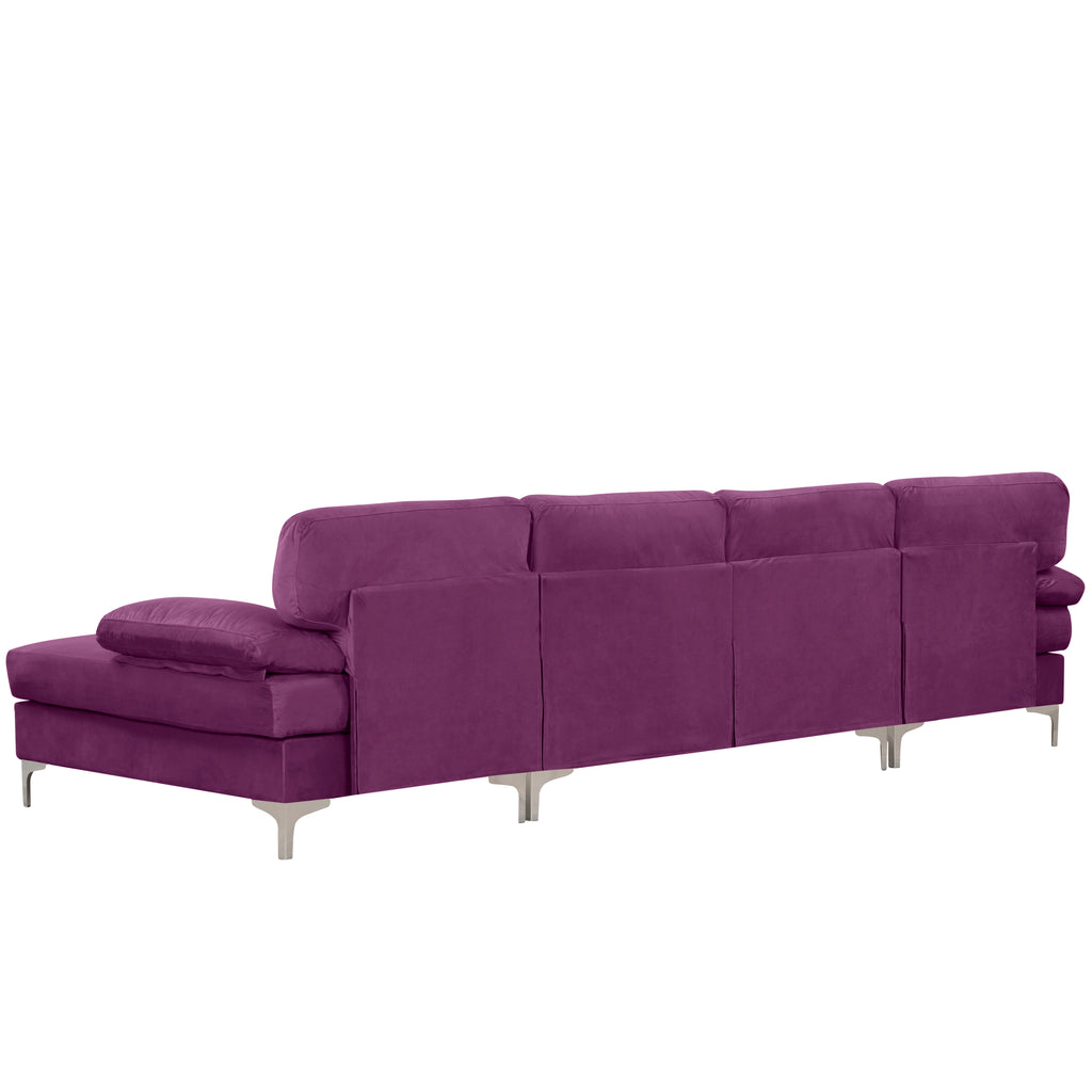 Amanda XL Modern Velvet Oversized Sectional Sofa Sofamania