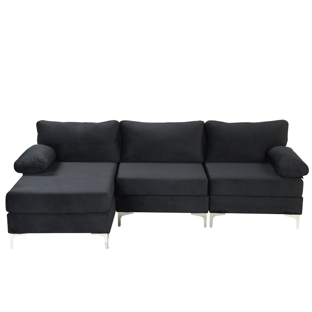 Modern velvet large sectional sofa discount